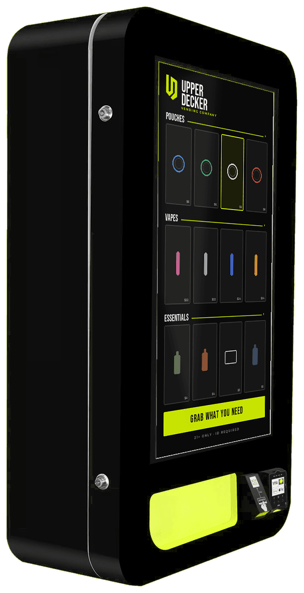 Upper Decker Slim Wall wall-mounted vending machine with a 32-inch touchscreen